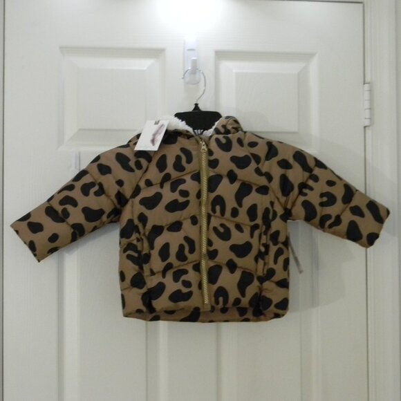 Jessica Simpson Baby Animal Print Coat Hooded Faux Sherpa Lined NWT - Picture 1 of 7